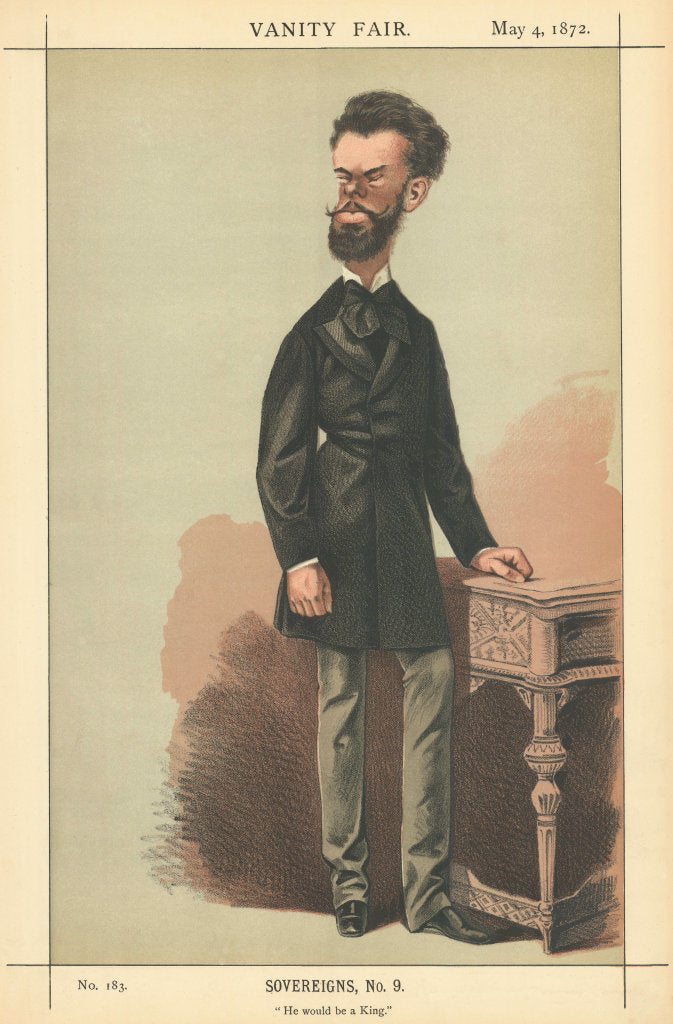 VANITY FAIR SPY CARTOON King Amadeus of Spain 'He would be a King'. Cecioni 1872